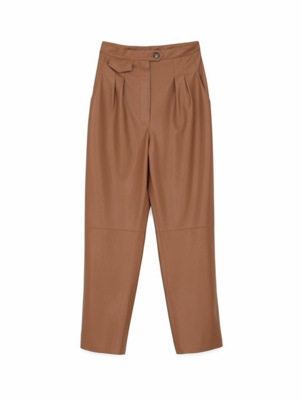 Nanushka - High-Rise Faux Leather Chinos in Brown